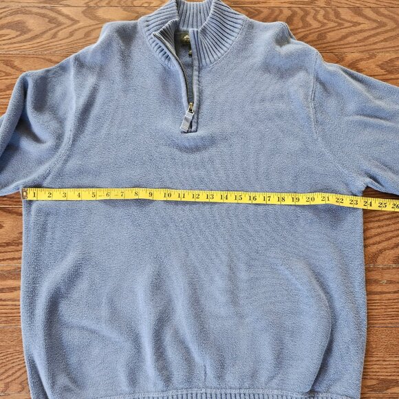 Eddie Bauer Men’s XL Blue Cream Quarter Zip Heavy Knit Pullover Sweater - Picture 4 of 7